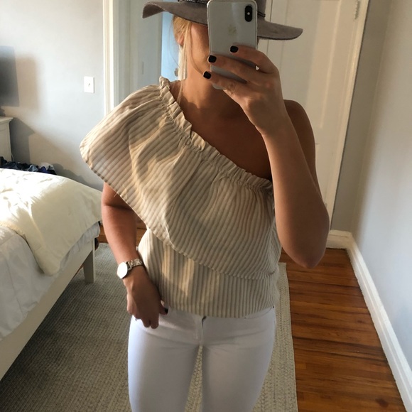 Lucca beige one shoulder top - Picture 4 of 8